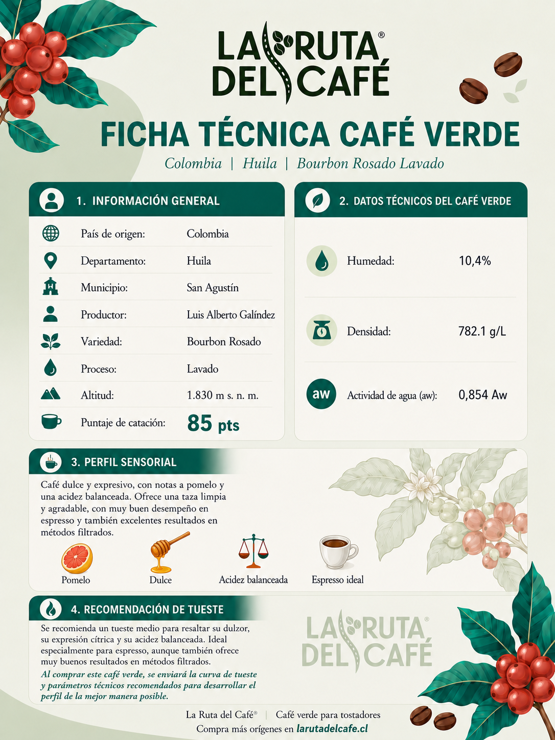 BOURBON ROSADO - LAVADO - CAFE VERDE MICROLOTE