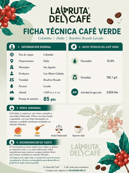 BOURBON ROSADO - LAVADO - CAFE VERDE MICROLOTE
